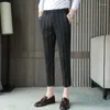 Men's Suits 2023 Hombre Fashion Ankle Length Stripe Business Formal Wear Office Trousers Men Clothing Slim Fit Casual Suit Pants 29-36