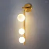 Lâmpada de parede nórdica luz ouro preto bola de vidro 3-luzes g9 lâmpada led quarto banheiro corredor interior luminária decorativa