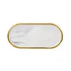 Servis uppsättningar Golden Edge Marble Black Gold Tray smycken Luxury Steak Snack Fruit