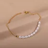 Bracelets à maillons pour femmes, produits tendance, chaîne de perles géométriques en acier inoxydable, vente en gros, bijoux de styliste, cadeau, breloque
