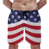 Shorts masculinos verão ginásio patriótico bandeira americana esportes fitness branco azul estrelas impressão design board calças curtas secagem rápida troncos de natação