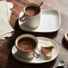 Tasses soucoupes tasse à café en céramique ensemble de 3 pièces thé de l'après-midi japonais eau de bureau avec soucoupe cuillère
