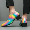 Мужские модельные туфли, лоферы с острым носком, разноцветные, на молнии, толстые, для вечеринок, мужские размеры 39–44