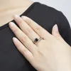 Cluster Rings Stock Clearance Natural Black Garnet Ring Solid 925 Sterling Silver Fashion Style Fine Jewelry For Women Anniversary Gifts