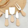 Dinnerware Sets Stainless Steel Cheese Tools Premium Cutlery Set Elegant Wooden Handle Durable Cutter Fork For Home