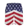 Shorts masculinos verão ginásio patriótico bandeira americana esportes fitness branco azul estrelas impressão design board calças curtas secagem rápida troncos de natação