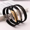 Charme Armbänder S3128 Modeschmuck Einfache Edelstahl Silikon Armband Für Mann Schwarz Farbe Sport