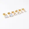 Stud Earrings Classic Heart Stainless Steel White Zircon Crystal Ear Studs Delicate Women's Trendy Jewelry