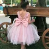 Платья для девочек, формальный простой цветок с бисером, детский праздничный бант на день рождения для свадьбы, подарок на первое причастие, подарок на праздник