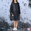 Trenchs de femmes coupe-vent imperméable avec capuche couleur unie à la mode manches chauve-souris longue et veste de pluie pour femmes