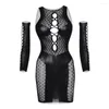 Casual Dresses Lingerie Women Summer Fashion Slips Backless Hollow Out Sexy Slim Mini Dress with Gloves Y2K Streetwear Party Club Outfit