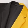 Herrenanzüge, modisch, schwarz und gelb, Colorblock-Blazer, Jugend, Herbst, lässig, zweifarbig, Patchwork, trendiger, hübscher Anzug, Mantel, Jacke