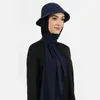 Vêtements ethniques 2023 Femmes musulmanes Hijab en mousseline de soie avec chapeau de seau Casquette de sport d'été Prêt à porter Hijabs instantanés Islam Foulard