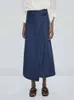 Kjolar kvinnor 2023 chic mode split design asymmetrisk blå denim midi kjol vintage hög midja knapp-up kvinnlig mujer