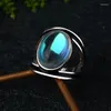 Cluster Rings Vintage 925 Thai Silver Ring Colorful Moonstone For Women Gift Jeweller Grossiststorlek 6-10