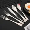 Servis uppsättningar 5st Silver Silver Rostfritt stål Set Matt Cutslery Dinner Knife dessert Fork Spoon Home Table Researy Diskmaskin Safe Flatware