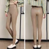 Kvinnors byxor Autumn Winter Faux Pu Leather Skinny Push Up Legging Elastic Velvet Female Fashion Large-size Thermal