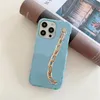 iPhone 14 14Pro 14Plus 13Pro 12 12PRO 11 Pro Max Leather Metal Bracelet Luxury 휴대폰 커버 용 패션 디자이너 전화 케이스