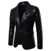 Herrdräkter våren 2023 Flash paljetter Casual Fashion Tuxedo Suit Single Button Party Coat Blazer Gentleman Jacket