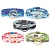 Bedelarmbanden LWMMD Bohemen Wind Wax Line Gevlochten Golfkleur Armband Set Boheemse armbanden