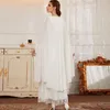 Vêtements ethniques Mode musulmane Dentelle Blanc Abaya Dubaï Fait à la main Maroc Kaftan Robe Islam Robe de soirée pour femmes Cape Ramadan Eid Caftan