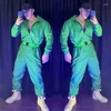 Stage Wear Hip Hop Dancing Clothes Men's Jazz Dancewear Green Bodysuit Nightclub Party Muscle Man Gogo Dancer Outfit Costume VDB4493