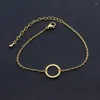 Link Armbanden Vintage Ronde Cirkel Armband Voor Vrouwen Roestvrij Staal Geometrische Karma Chain Charm Lichaam Sieraden Feestcadeaus