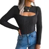 Women's Sweaters Womens Cutout Y2k Knit Sweater Pullover Long Sleeve Sexy Bodycon Cable Knitted Crewneck Slim Stretch Tops