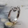 Cluster Rings 9mm Width Real Silver Vintage Dragon Ring For Man Woman S925 Sterling Retro Lucky Carving Jewelry