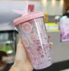 最新の15.2Ozフルーツストローコールドドリンクカップポータブルダブルレイヤープラスチックカップカップコーヒーカップは、多くのスタイルから選択し、ロゴのカスタマイズをサポートしています