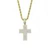 Hänge halsband isade ut bling rektangel cz cross hänge halsband guld silver färg charm hip hopp religiös mode mens kvinnor smycken 230901