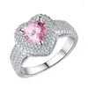 Clusterringe yayi Schmuck Top -Qualität Pink Natural Edeles Kubikzirkonia Silber Farbe Engagement Hochzeit Herzgeschenke