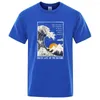 T-shirt da uomo Goditi la vita nella natura Sunset Waves Camicia da uomo Casual Allentato Abbigliamento da uomo Oversize Estate Cotone Cartoon O-Collo Abbigliamento da strada