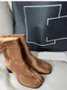 Design Tabi Boots Split Toe Chunky High Heel Buty skórzane zapatos mujer moda jesień buty botki botas mujer