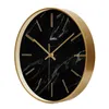 Orologi da parete Orologio da soggiorno Orologio da casa al quarzo Elegante decorazione classica Aghi Oro rotondo Nero Moderno Silenzioso Saat Decor