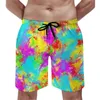 Pantaloncini da uomo Stampa a pennello colorato Palestra Pittura astratta Casual Spiaggia Uomo Grafica Corsa Surf Costume da bagno ad asciugatura rapida Regalo