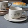 Tassen, Untertassen, 280 ml, japanischer Stil, Keramik-Kaffeetasse und Teller, Tasse, Untertasse, süßes Herzmuster