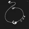 Link bransoletki Sinleery Crystal Bow Moon Star for Women Mix Style Srebrny kolor ręczny łańcuch mody SSB