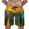 Herren-Shorts, Sommerbrett, Sonnenuntergang, Pferd, Sport, Fitness, cooles Tierdruck-Design, Strand, kurze Hosen, niedliche, schnell trocknende Badehose in Übergröße