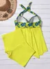 Women Swimsuit 2023 Summer New Two Piece Bikinis Sets Yellow Floral Sexy Swimwear Female Beach Hot Spring Outfits Swimwear For Woman