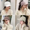 Gorros de ciclismo moda Otoño Invierno cálido mujeres niñas suave, gorro de punto femenino vacío superior gorra de béisbol Casual al aire libre capó a prueba de viento