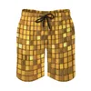 Shorts masculinos verão board disco ball impressão correndo dourado brilhante impresso praia calças curtas retro troncos de secagem rápida plus size