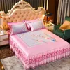 Gonna letto Rosa Romance Camera delle ragazze Biancheria da letto tessili per la casa 3 pezzi / set (1 letto 2 pezzi federa) Lenzuolo King / Queen F0602