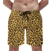 Herr shorts brädklassisk leopard vintage badstammar faux päls djurtryck snabbt torkande sportkläder trendig plus size strand