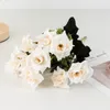 Decorative Flowers 10 Heads Artificial Flower Silk Rose Green Leaves Peony Bouquet Fake For Wedding Table Party Vase Home Decor