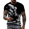 T-shirt da uomo Personalità estiva Scacchi in bianco e nero Stampa HD 3D T-shirt da uomo girocollo T-shirt casual comoda manica corta Abbigliamento