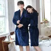 Amanti degli indumenti da notte da donna Abito per uomo e donna Caldo super morbido Flanella Pile di corallo Accappatoio lungo Kimono da uomo Vestaglia maschile Vestaglie