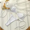 Women's Swimwear Custom DIY Biquini Est Sexy Inspired Designer Bikini Square Gold Ring Design White Bathing Suits Girls Summer