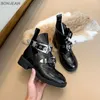 Boots Autumn Women Boots Fashion Silver Gold Buckle Strap Women Boots Double Buckle Ankle Boots Street Style Punk Ladies Shoes 230901