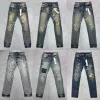 Designer Mens Jeans Purple Denim Pant Estruerad Ripped Biker Jean Slim Fit Motorcykel Män Klädstorlek 30-40 WTC